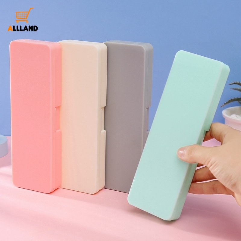 Tempat Pensil Warna Solid Sederhana/Kotak Penyimpanan Frosted Plastik PP/Organizer Alat Tulis Desktop Siswa