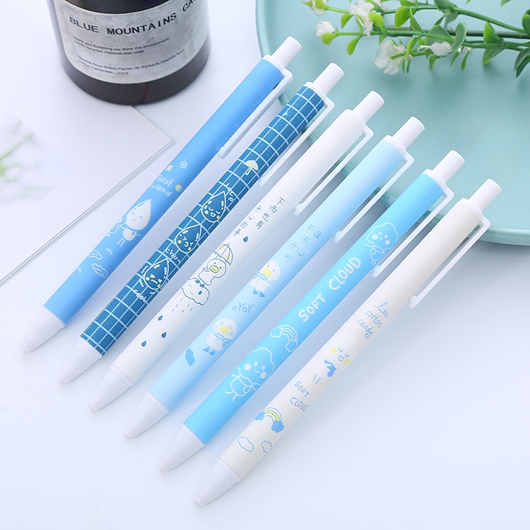 [Harga Grosir] Hitam/Biru Tulisan Kantor Bisnis Tanda Tangan Perlengkapan Sekolah Alat Tulis press Gel pen ins Siswa 0.5 MM refill brush Pulpen Tanya 0.5mm Retractable Gel pen