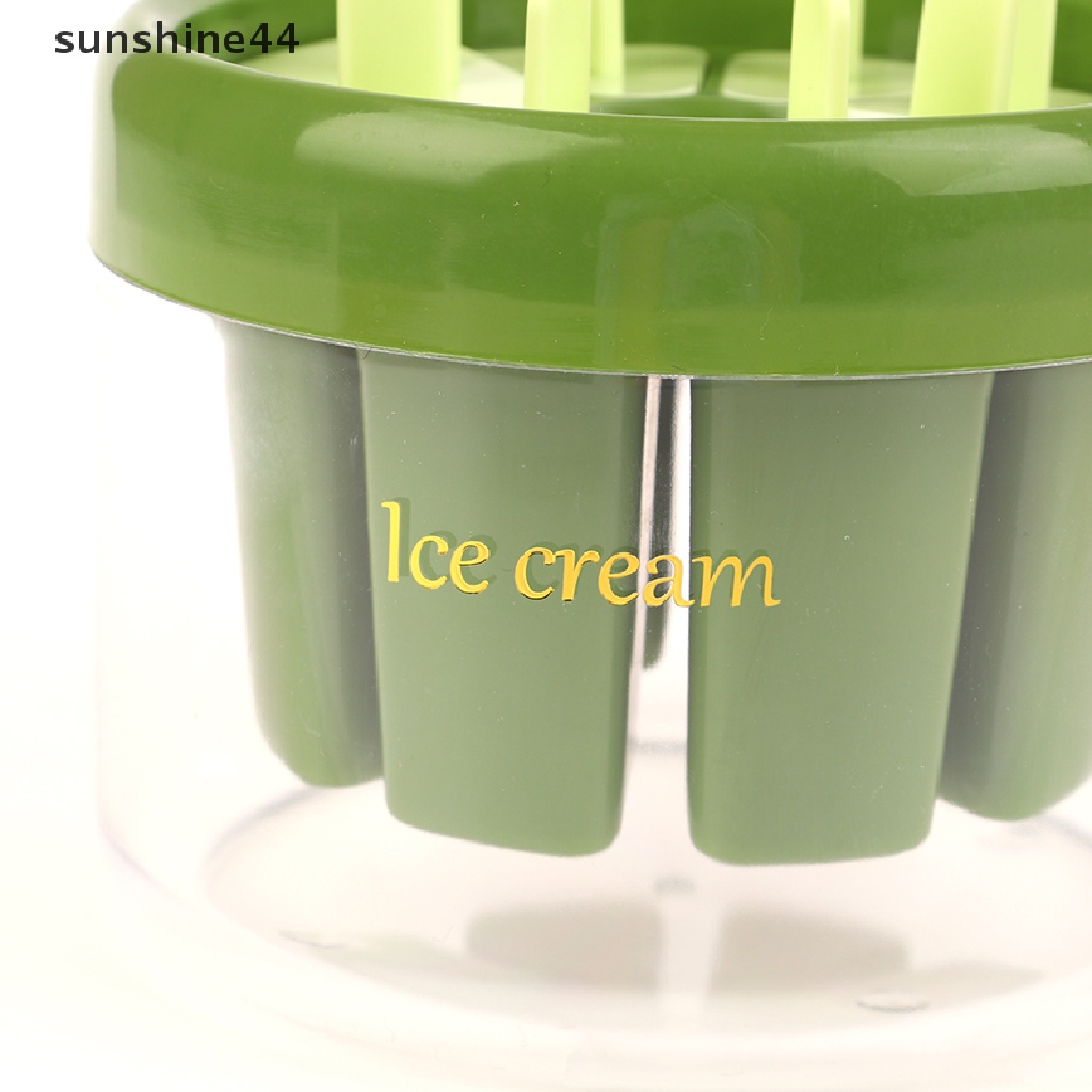 Sunshine 8cells Cetakan Es Krim Silikon Juice Popsicle Maker Cetakan Es Lilin Dengan Stik ID