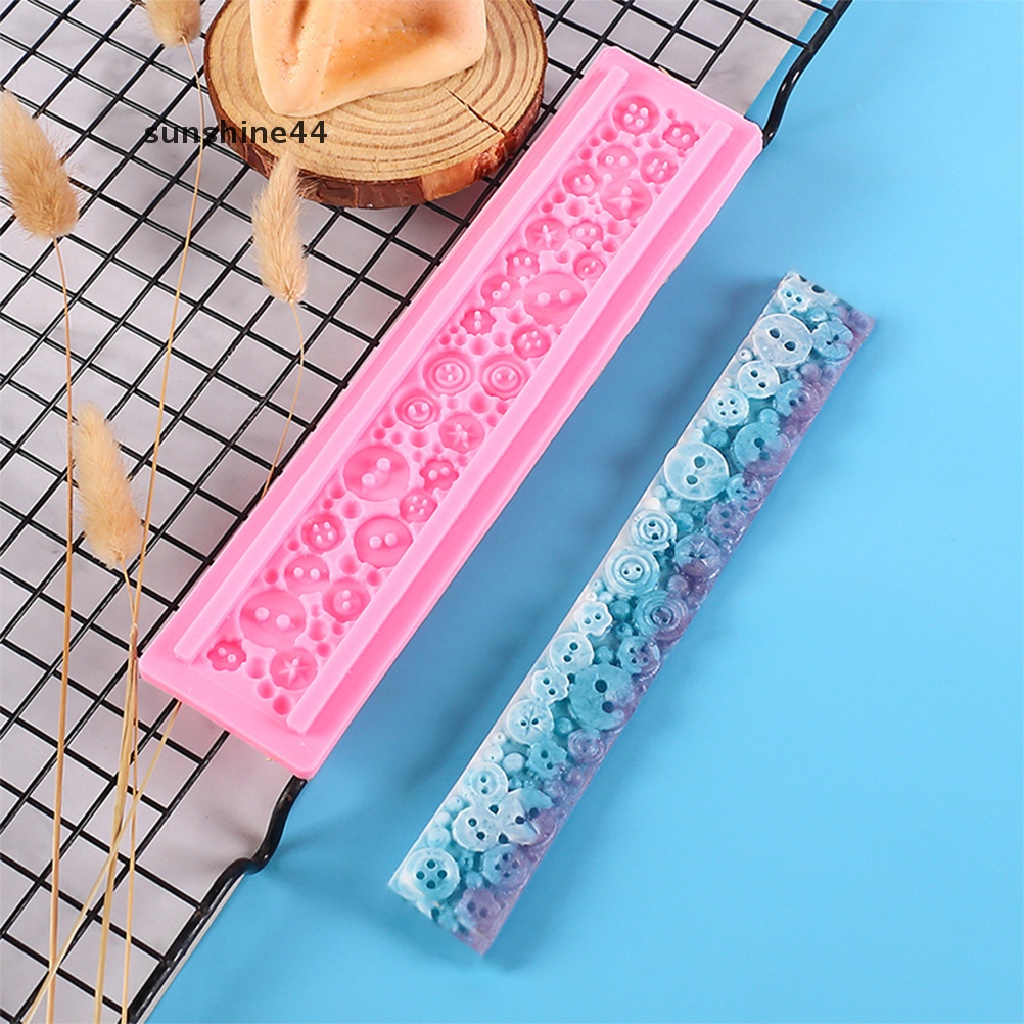 Sunshine Strip Panjang Renda Cetakan Silikon Pernikahan Fondant Kue Border Sugarcraft Candy Mold ID