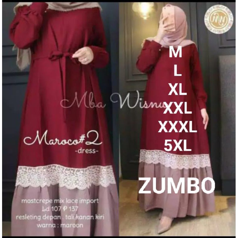 Terbaru ✨ Dress Syar'I Maroco Gamis Jumbo Besar 5Xl 4Xl 3Xl Xxl Xl L Ada✅ / Gamis Elbina Set Syari G