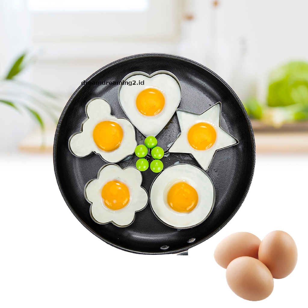 (hot) Stainless Steel 5pcs Cetakan Dadar Pancake Telur Goreng Alat Masak Telur Goreng//