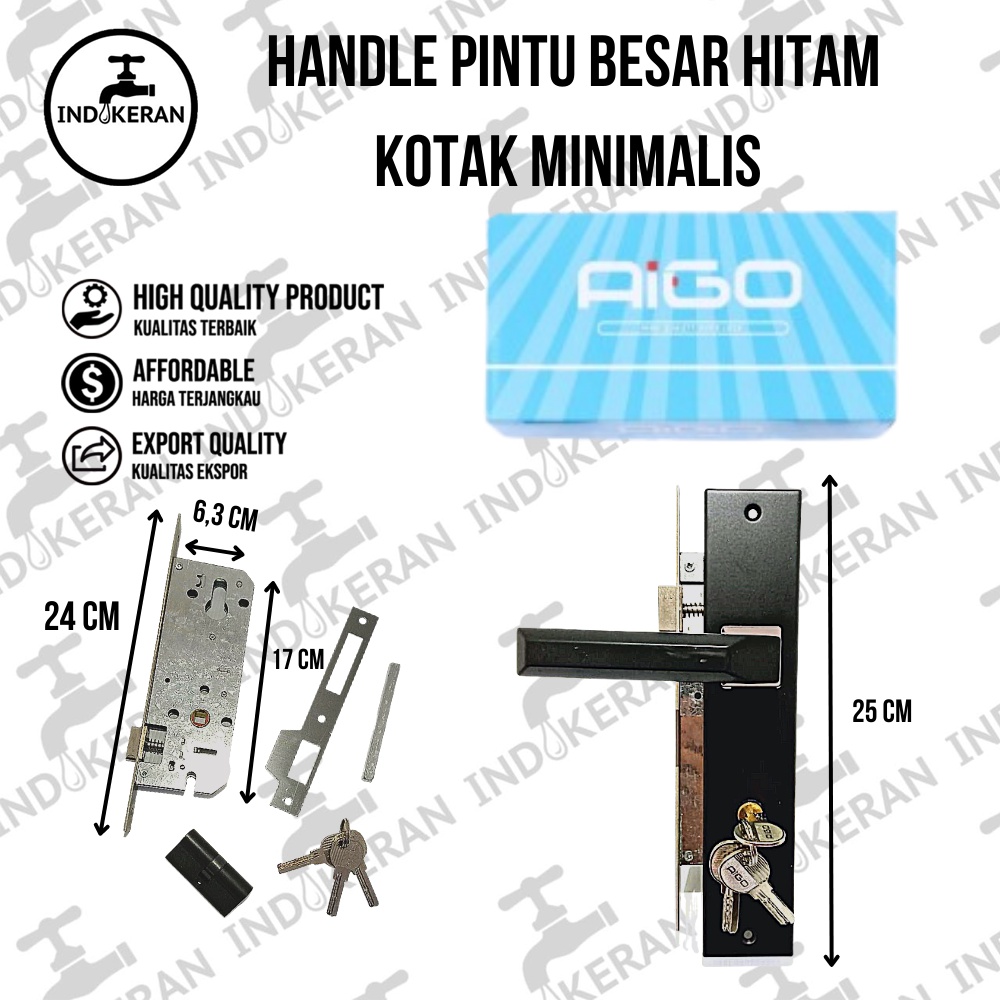 INDOKERAN - Handle Pintu Hitam Kotak Minimalis - Besar