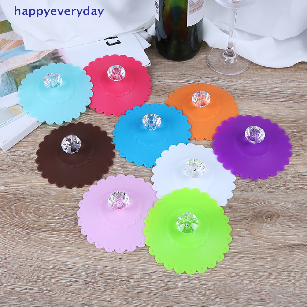 [happy] 1pc Silikon Gelas Anti Debu Diamond Cup Lid Cover Penutup Hisap Mug Kopi [ID]