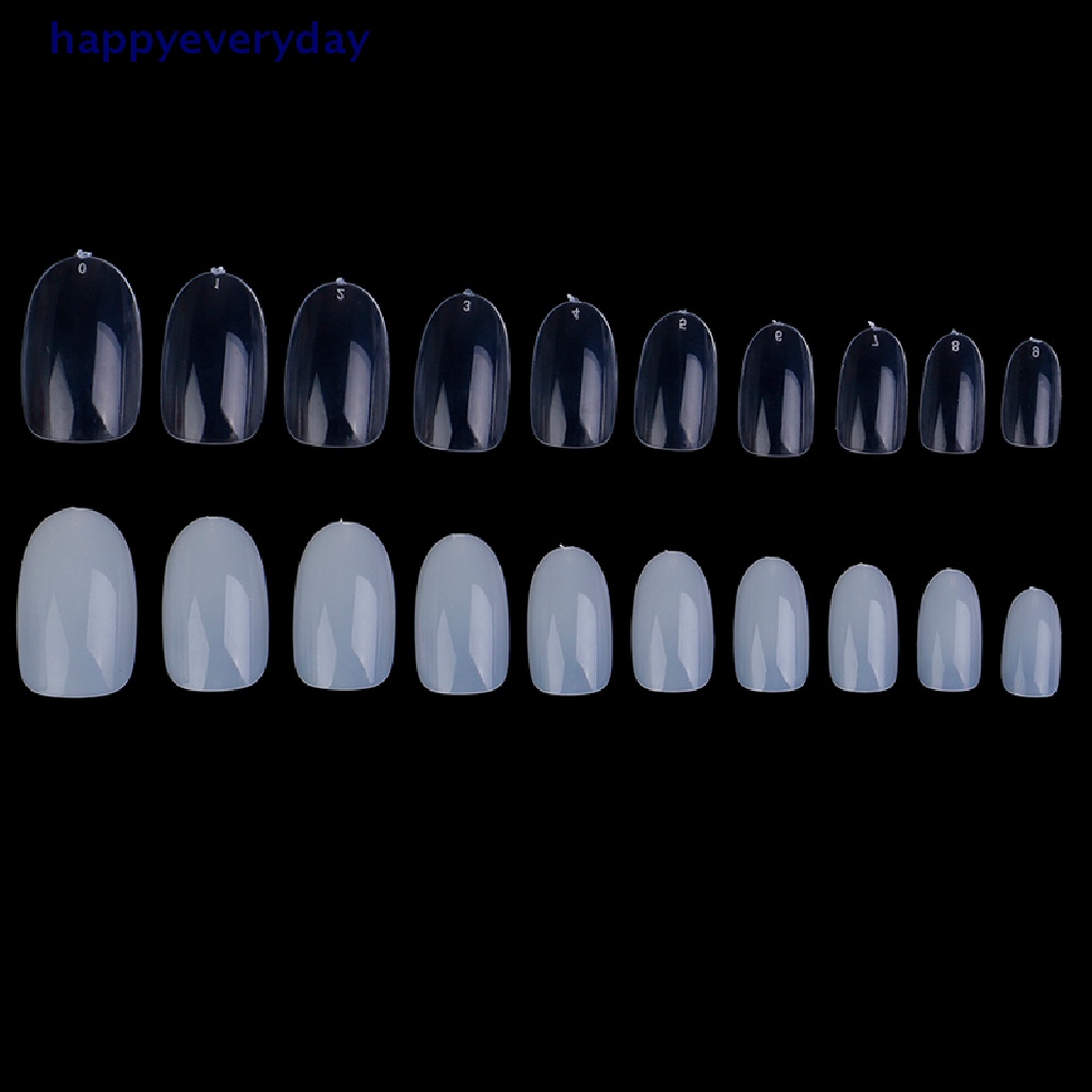 [happy] 500pcs Short Ellipse Full Cover Tips Kuku Palsu Palsu Acrylic Gel Manicure Set [ID]