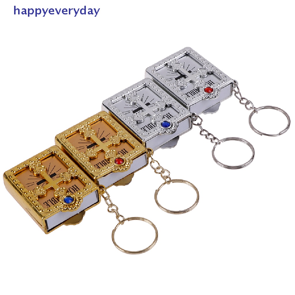 [happy] Gantungan Kunci Kitab Suci Mini Gantungan Kunci Salib Yesus Kristen Religi Keyring [ID]