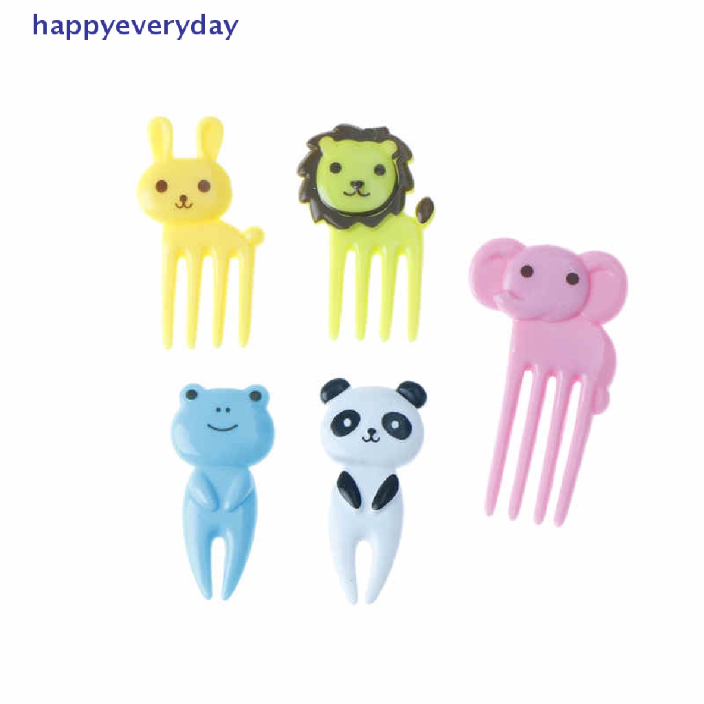 [happy] 10pcs/set Anak Hewan Kartun Buah Garpu Tanda Tusuk Gigi Buah Bento Lunch Decor [ID]