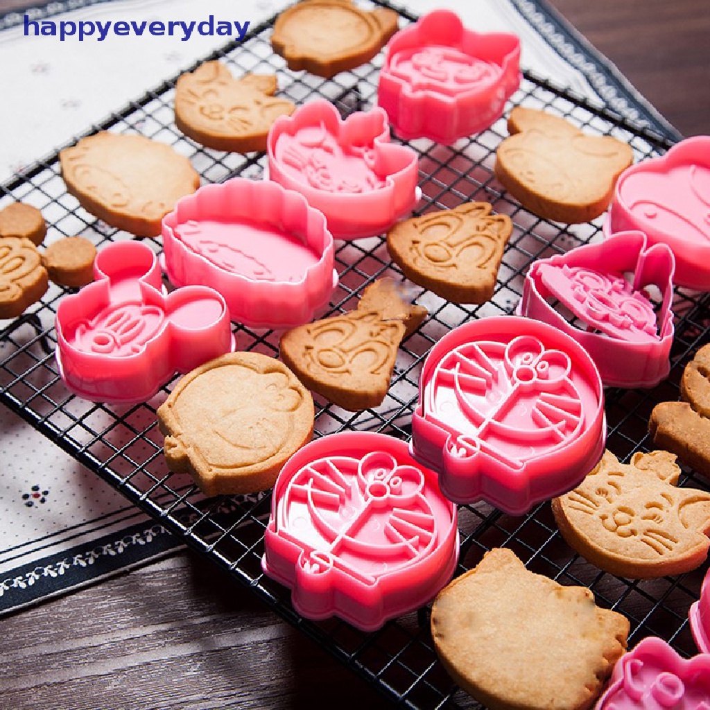 [happy] 2pcs/set Jingle Cats Dan Doraemon Cookies Cutter/Alat Perangko Plastik Food Grade [ID]