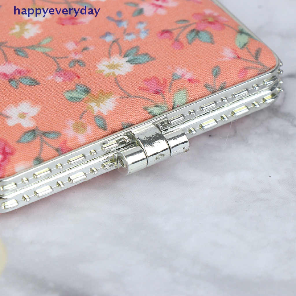 [happy] Mini Rias Compact Pocket Flowers Cermin Kosmetik Vintage Lipat Dua Sisi [ID]