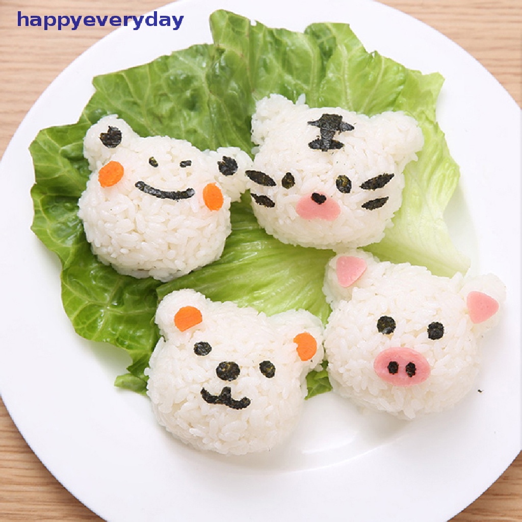 [happy] 1set DIY Cute Little Bear Rice Ball Cetakan Bento Sushi Nori Rice Mold Decor [ID]