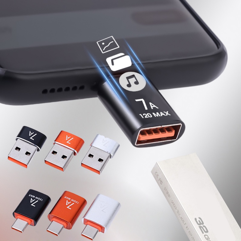 Adaptor Cas Tipe-C Ke USB3.0/Adaptor 7A Mini Alloy High-speed Untuk Laptop Tablet Handphone