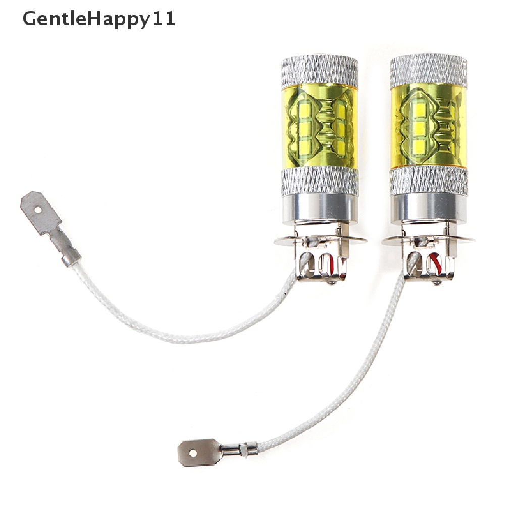 Gentlehappy 2pcs Lampu Kabut LED 12-24V H3 80W 16smd LED Car Fog Light Kuning Daya Tinggi id