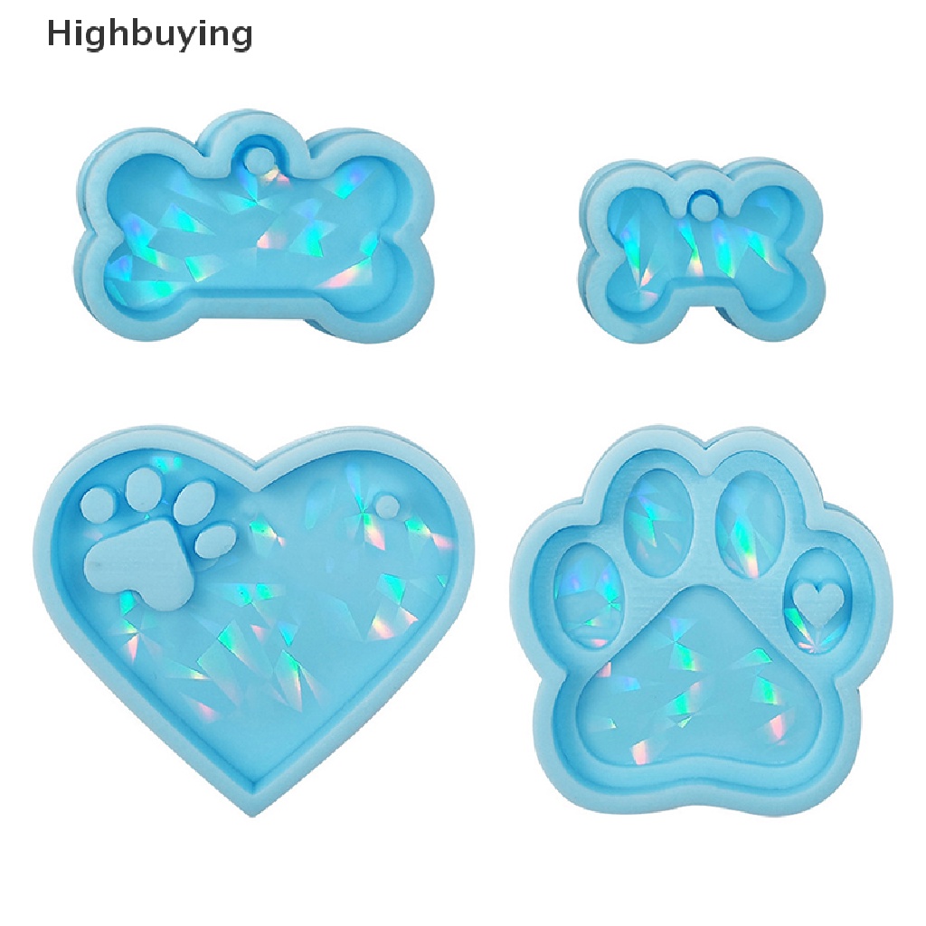 Hbid DIY Horaphic Heart Cats Paw Bone Charm Silicone Mold Light and Shadow Pet Tag Gantungan Kunci Liontin Kristal Epoxy Resin Cetakan Glory