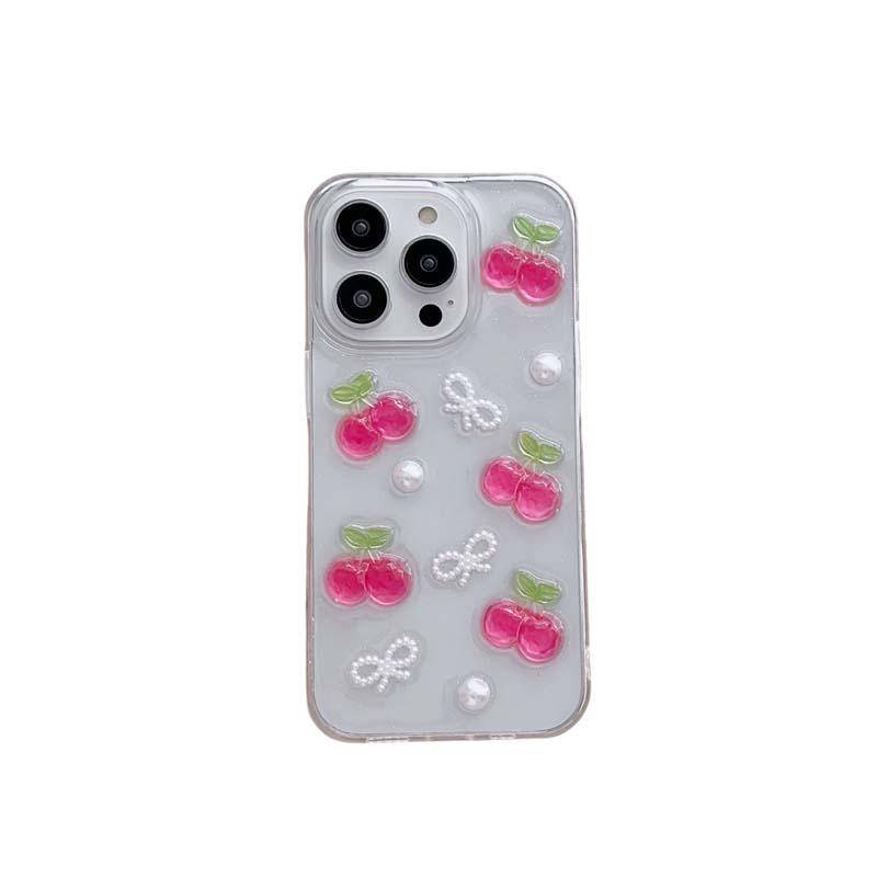 Casing Ponsel Transparan Cherry 3D Lucu Untuk iPhone 14 13 12 11 Pro MAX Plus Mini Lembut Silikon shock-proof Cover Untuk iPhone X XS MAX XR 7 8 Plus SE 2022 2020 14Plus 13Mini 12Mini