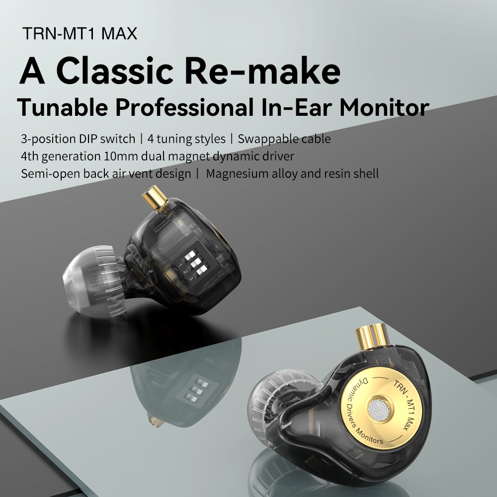 Trn MT1 Max Tuning HiFi Earphone Dual Magnet Driver Dinamis Kabel Headphone In-ear Cancelling Music Headset