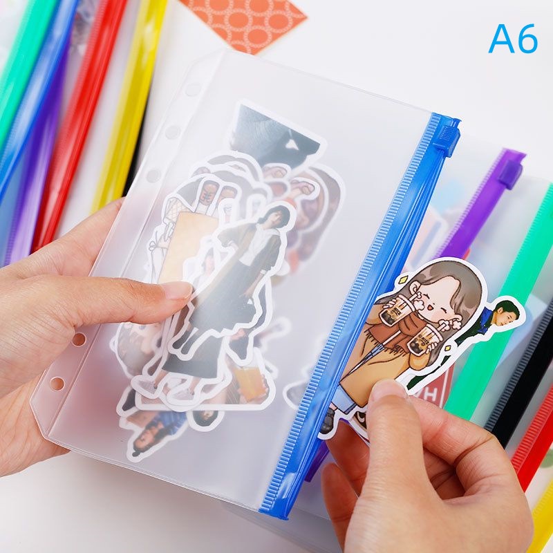 

ziplock binder a6/a5/Kantong Serbaguna Pouch Zipper Ziplock Warna Binder 6 Ring