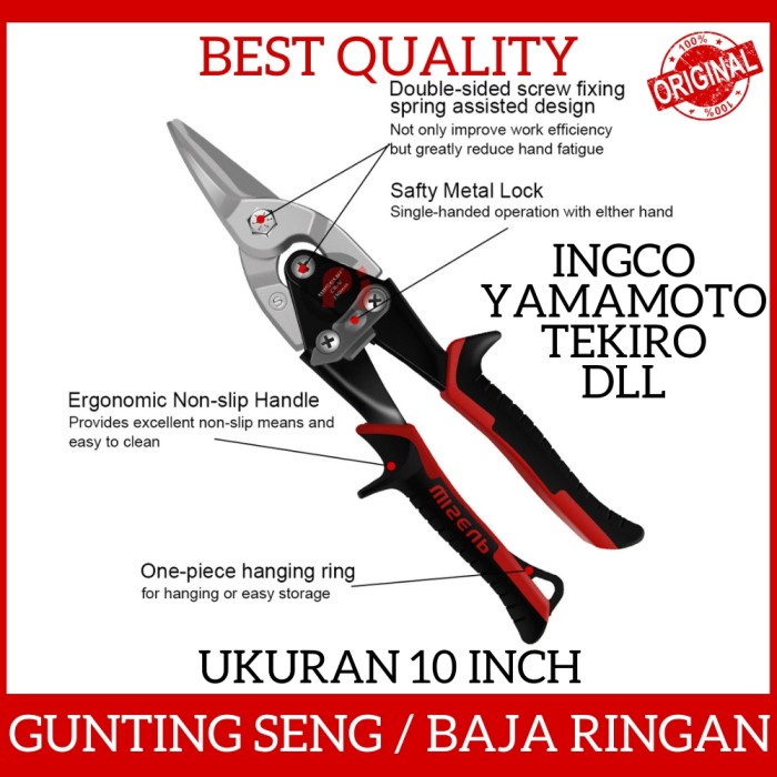 Aviation Snips Tang Gunting Seng Baja Ringan Holo Lurus Ukuran 10 inch