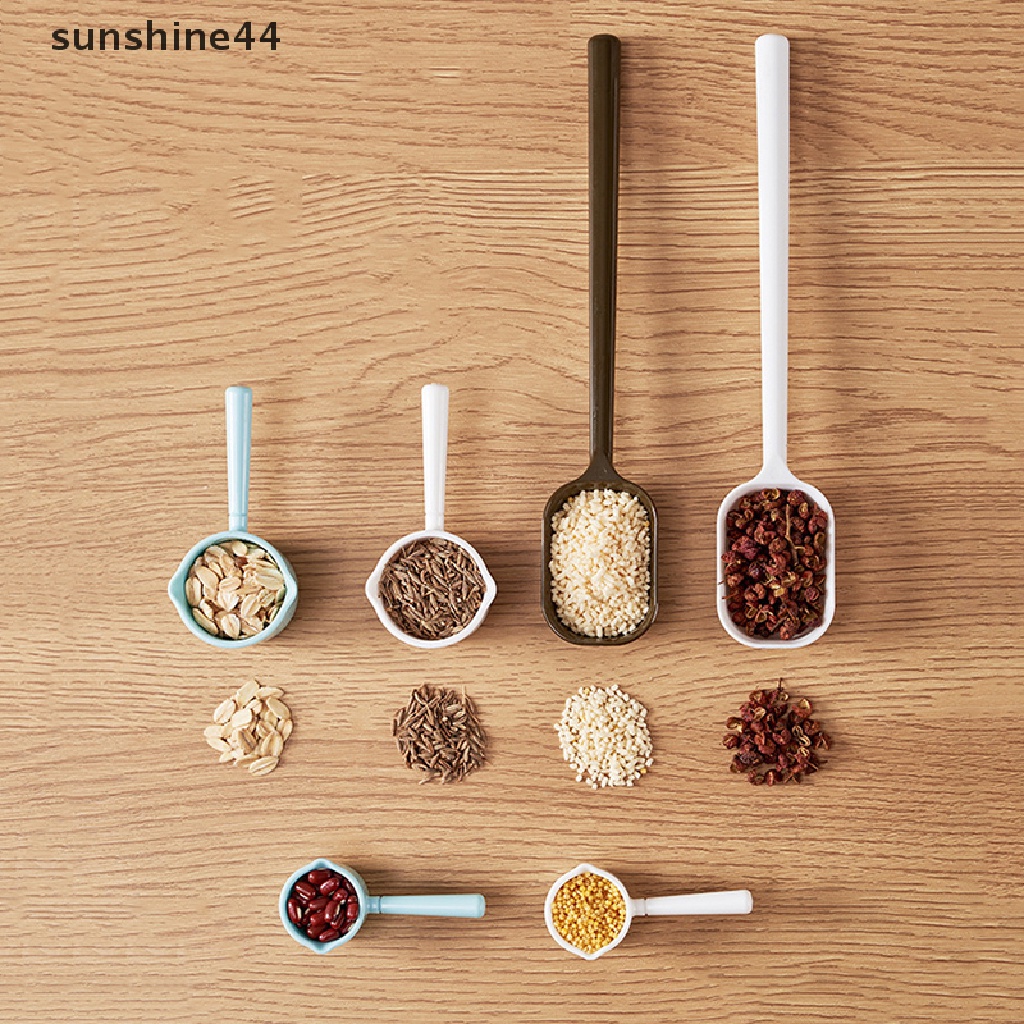 Sunshine 2Pcs/Set Sendok Takar Plastik Gagang Panjang Reusable Spoon Gadget Dapur ID