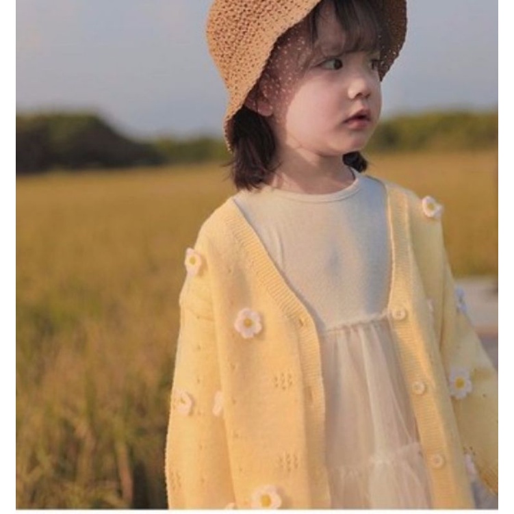 IMPORT KIDS GIRL FLOWER KNIT CARDIGAN  KARDIGAN RAJUT IMPOR ANAK PEREMPUAN JAKET