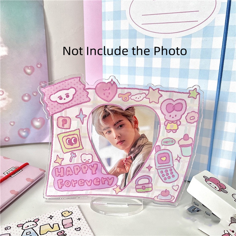 Acrylic Creative Pink Photocard Frame/Stand for Idol Friends Photocard 3inch Insert Foto Card Holder