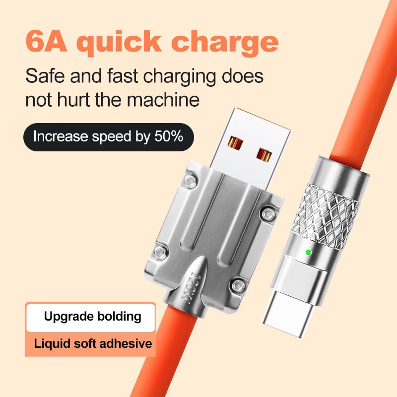 120W 6A Kabel Data Fast Charging Micro Usb Type-C Cable 1M