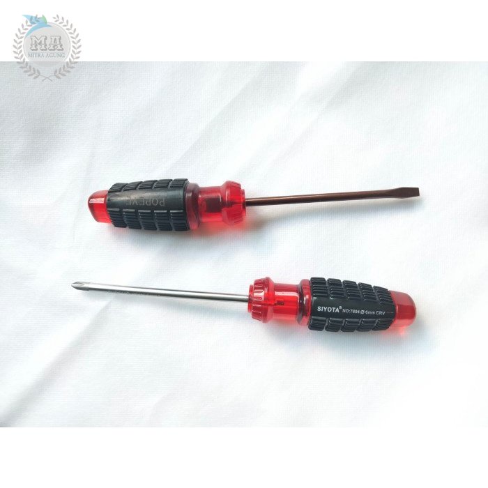 OBENG GRIP GAGANG KARET SHIZUKA OBENG KARET MAGNET PLUS MINES 5 INCH OLS Tekiro Obeng Gagang Karet Plus (+) dan minus (-) Plus 5 inch x 38 300 mm / Cushion Grip Screwdriver