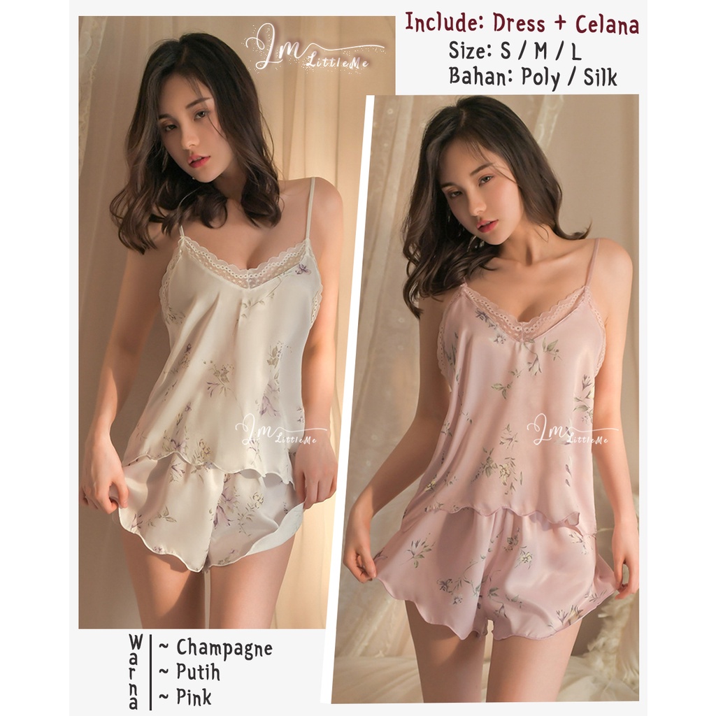 Baju Tidur Wanita / Setelan Baju Tidur Seksi Baju Malam Wanita / Sleepwear Pajamas Bahan Satin Premi