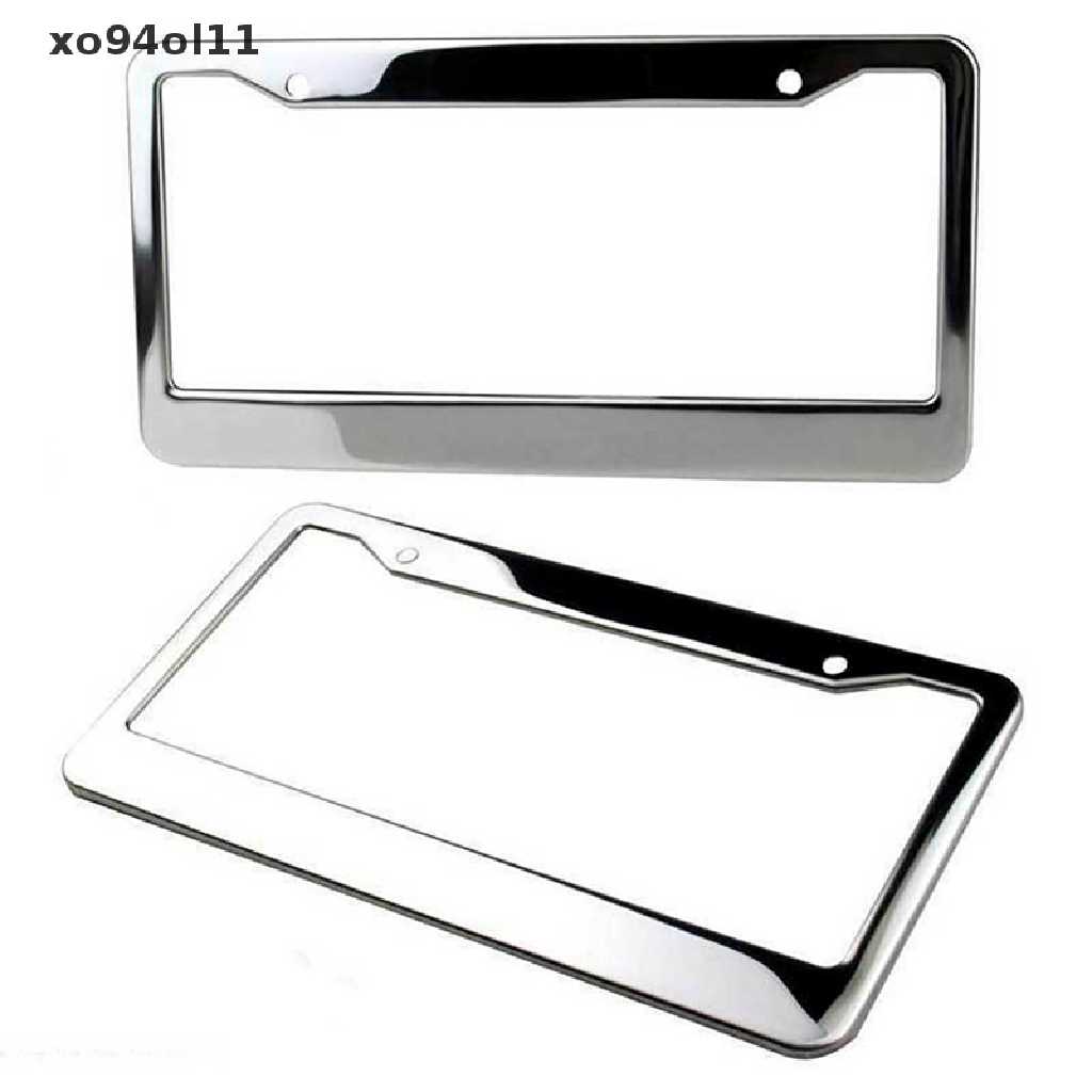 Xo 1PCS Cover Tag Frame Plat Nomor Bahan Metal Stainless Steel Chrome Dengan Tutup Sekrup OL