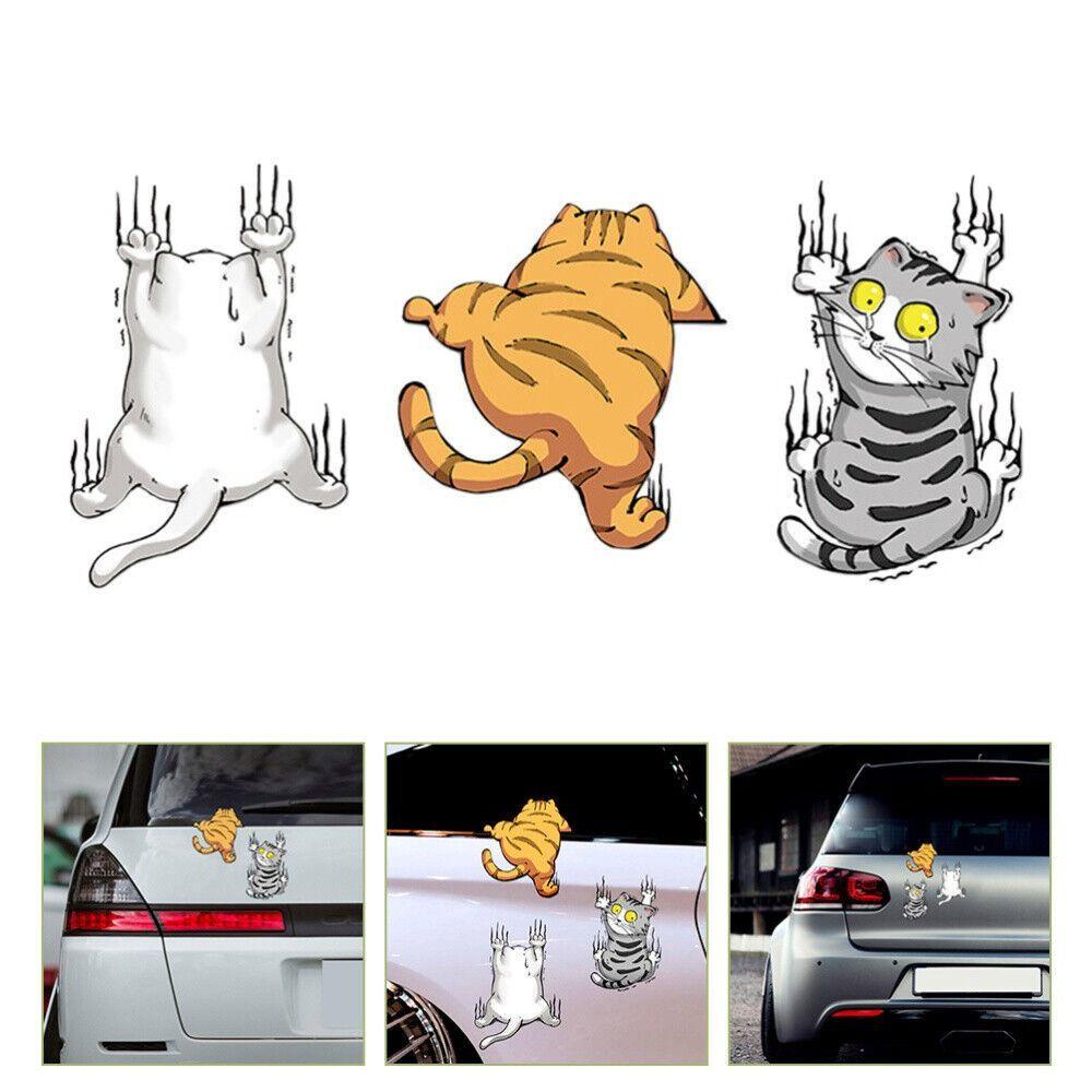 POPULAR 3pcs Stiker Kendaraan Kucing New Praktis 3lembar Car Decals