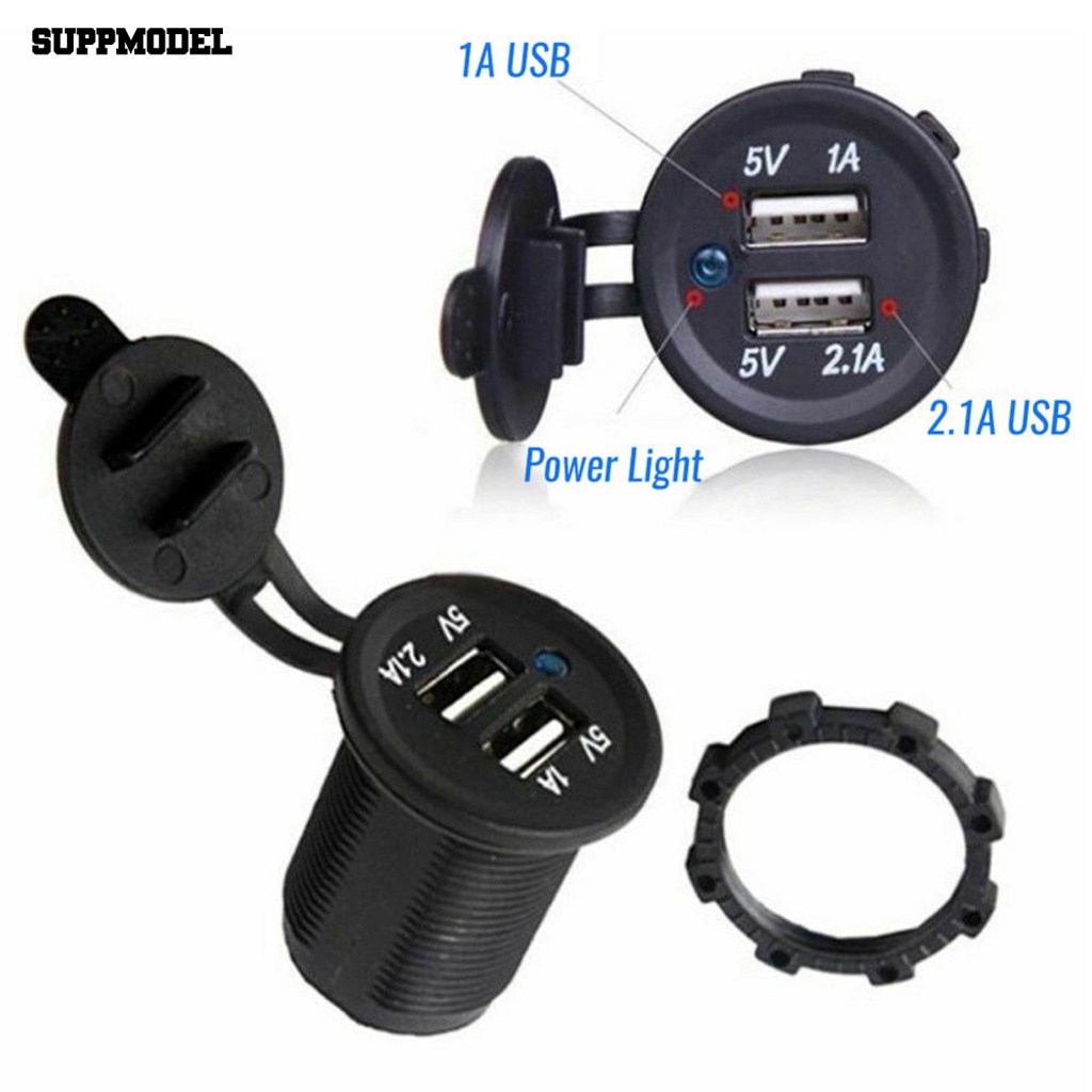 Suppmodel Colokan Charger Mobil Tahan Air Untuk Perahu 5V 3.1A Soket Adaptor Daya Ponsel USB Ganda Universal