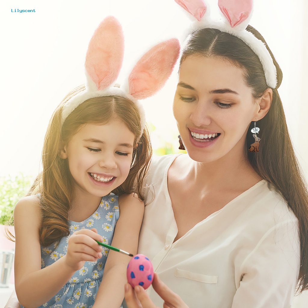 Lilyscent 1pasang Kait Telinga Akrilik Perhiasan Fashion Acrylic Easter Rabbit Earrings Eye-catching