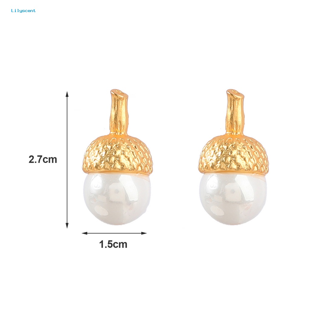 Lilyscent 1pasang Burrs-free Stud Earrings Perhiasan Aksesori Mutiara Imitasi Dekorasi Wanita Anting Geometris