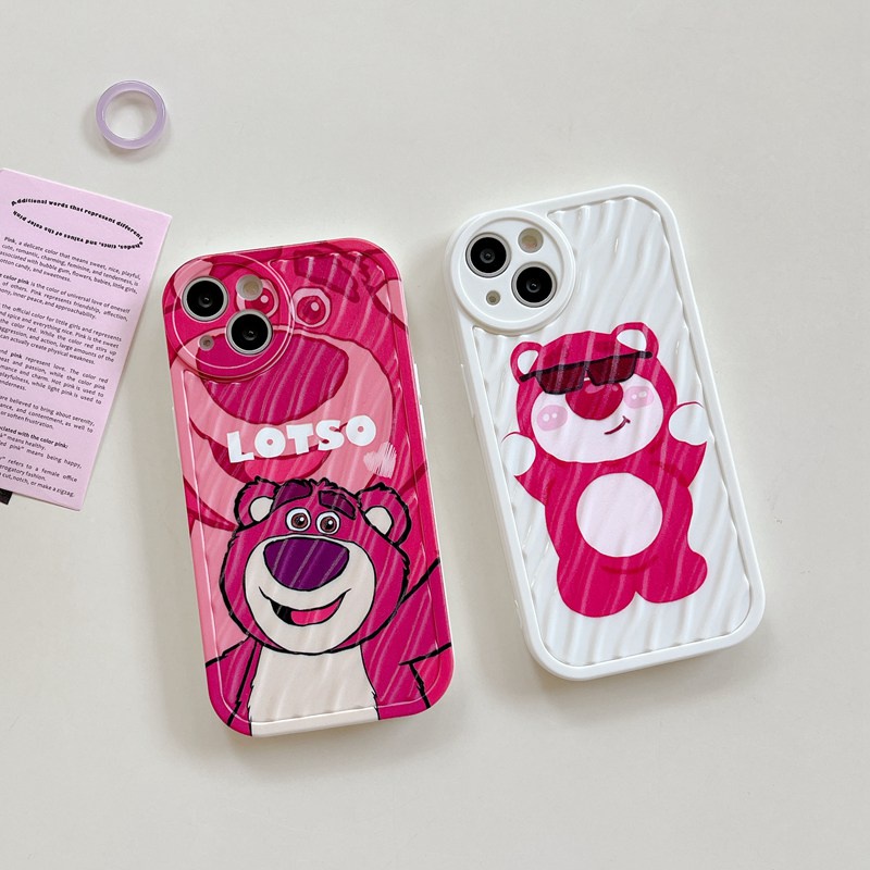 Lovely Strawberry Bear Girl Woman Soft Case HP iP iPhone 7 8 14 + Plus SE 2020 X XS XR Max 11 12 13 Pro Max FTD Wave Casing Apple