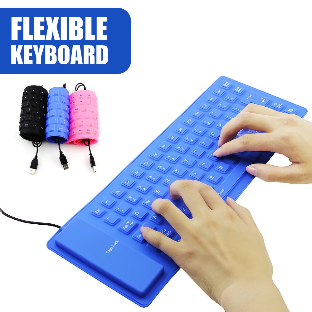 Keyboard Fleksibel USB Flexible Waterproof Keyboard Bahan Karet Silikon