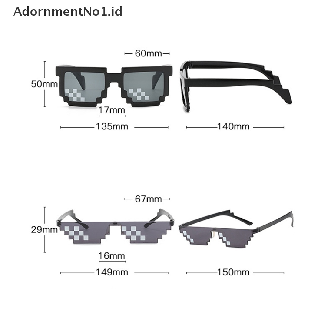 [AdornmentNo1] Kacamata Hitam Mosaik Mainan Lucu Mosaic Strips Sunglasses Trick Toy Glasses Pixel Wanita Pria [ID]