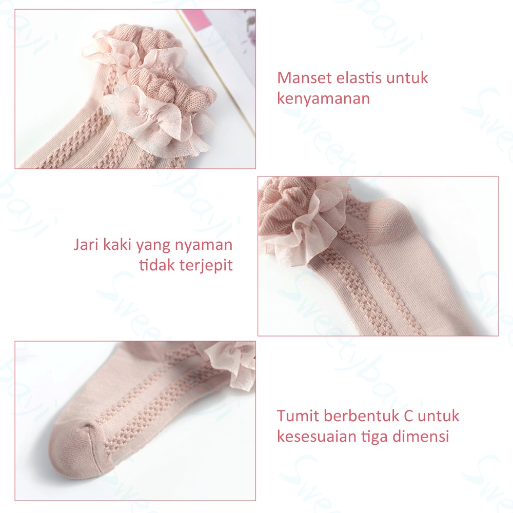 SweetyBayi Kaos kaki renda anak perempuan Kaos kaki pesta anak katun Kid socks