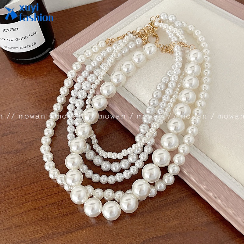 Korea Kalung Mutiara Wanita Elegan Kristal Choker Fashon Rantai Jewerly Aksesoris