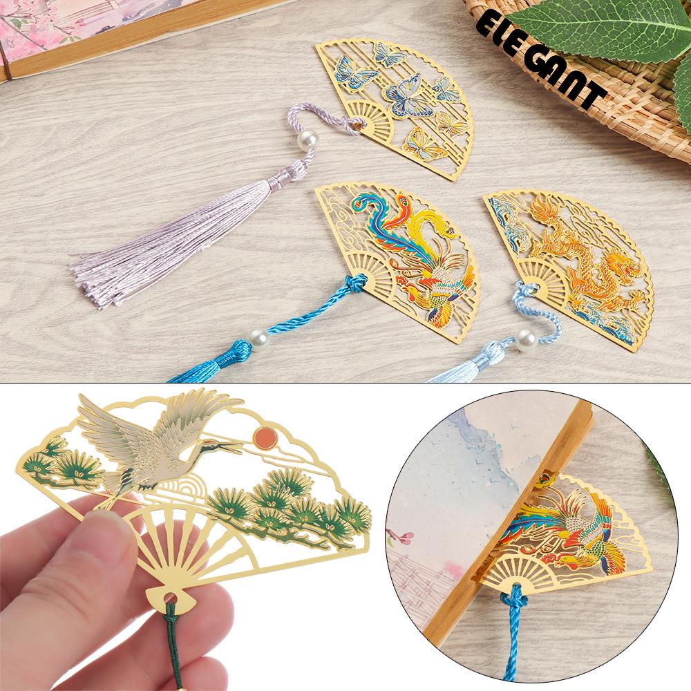 [Elegan] Kuningan Bookmark Stationery Rumbai Bookmark Pagination Mark Klip Buku Gaya Cina