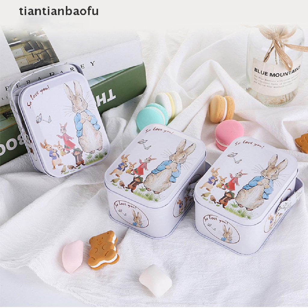 [tiantianbaofu] White Rabbit Toffee Tin Can Small Suitcase Storage Can Tin Metal Candy Box Gift Butik