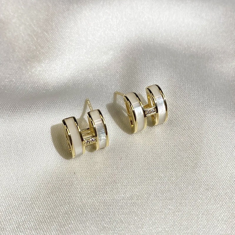 Anting Tusuk H Bahan Alloy Berlian Imitasi Fashion Untuk Wanita