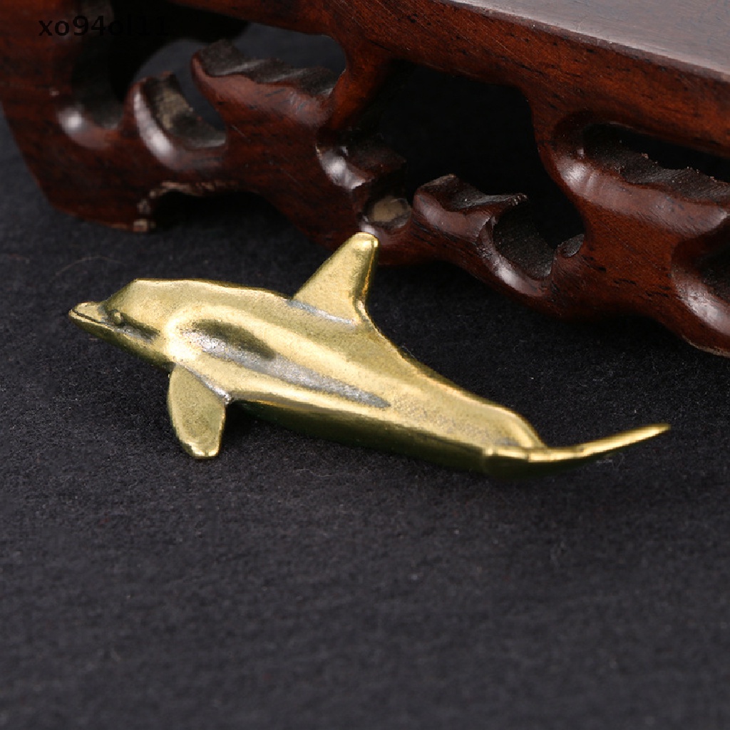 Xo Kuningan Solid Dolphin Ornamen Vintage Hewan Dekorasi Desktop Patung Miniatur Teh Pet Home Decor OL