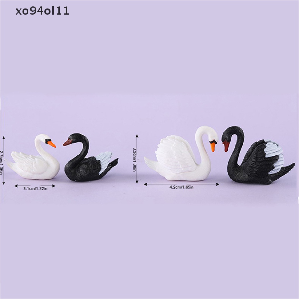 Xo 4Pcs Kerajinan Taman Peri Hadiah Ornamen Rumah Boneka Mini Layout Patung Angsa Mikro Lansekap Dekorasi Kue OL