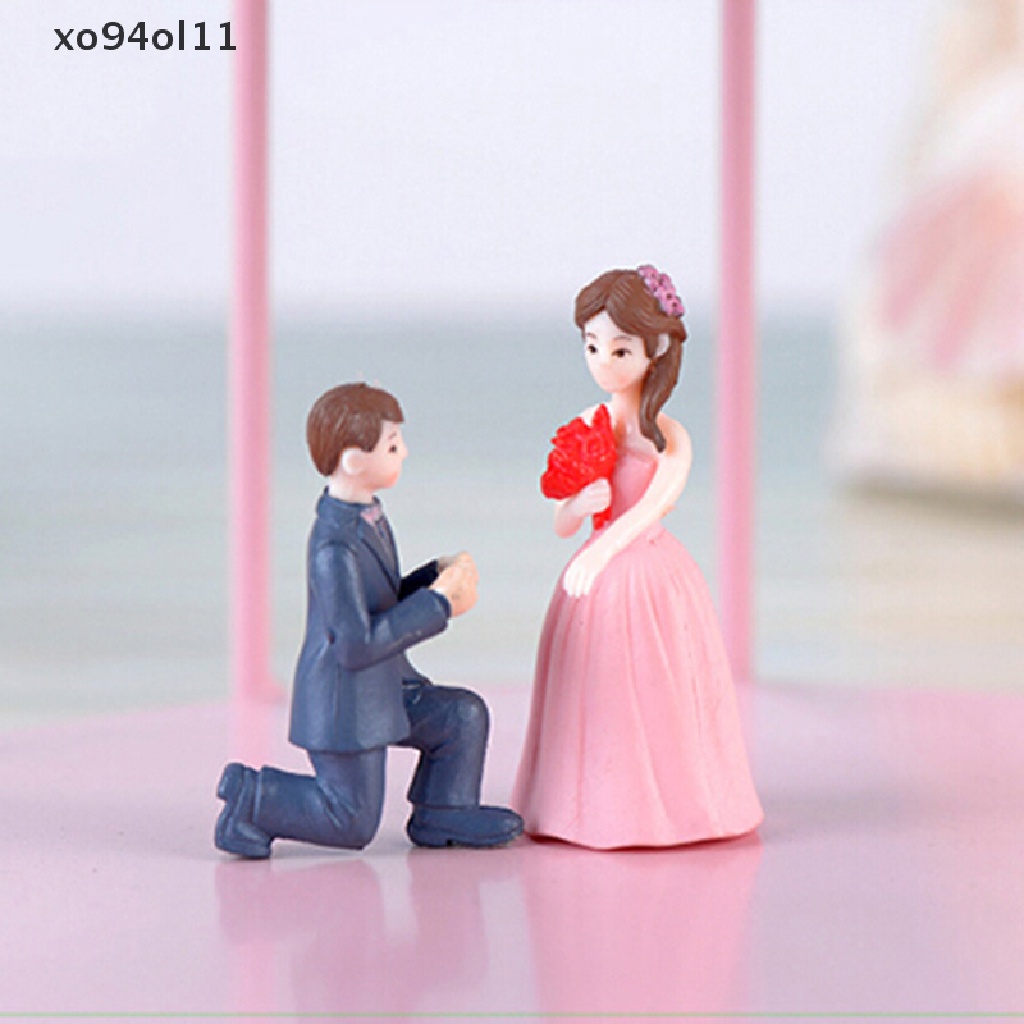 Xo 2Pcs/Set Boneka Pernikahan Ornamen Pemandangan Miniatur Patung resin mini decor OL