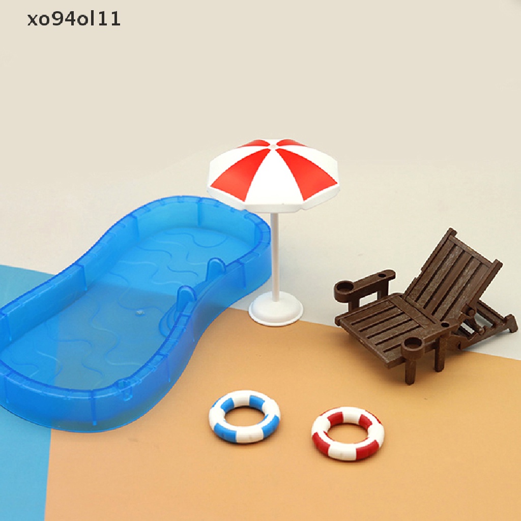 Xo Boneka Rumah Simulasi Lucu Mini Kolam Renang Lingkaran Pantai Kursi set OL