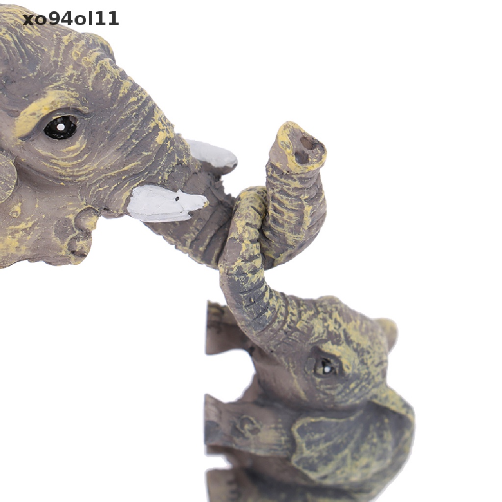 Xo 3pcs/set Patung Gajah Lucu Gajah Pegang Bayi Resin Kerajinan Hadiah Rumah OL