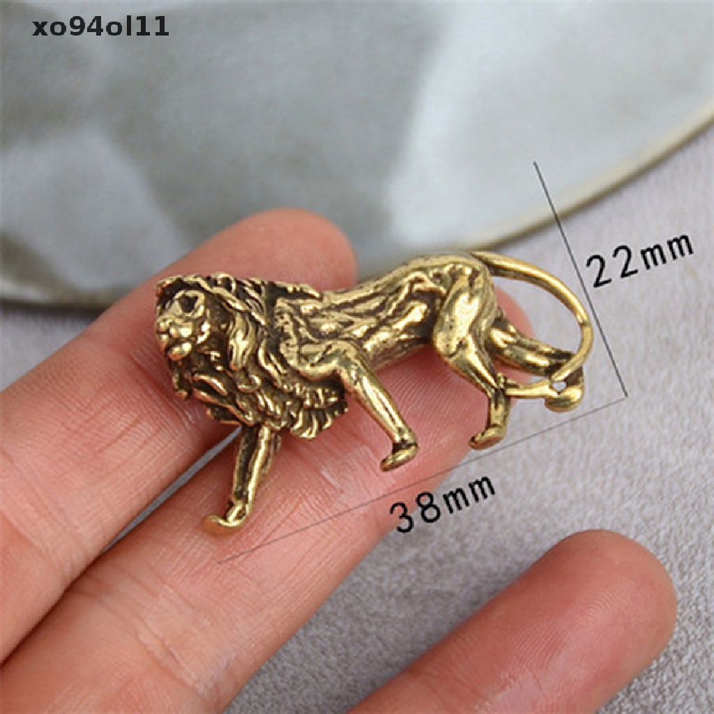 Xo Patung Hewan Mini Lion Casg Gaya Retro Patung Metal Dekorasi Desktop OL