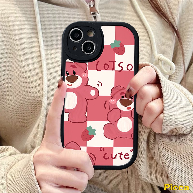 Cute Strawberry Bear Manyo Case Infinix Hot 10 Lite 10T 11 10s 11s Note8 Hot 10T 11 10s 11s 10 9 Play Smart5 6 Kartun Winnie The Pooh Casing Pasangan Lembut Tpu Silicon Penutup Belakang