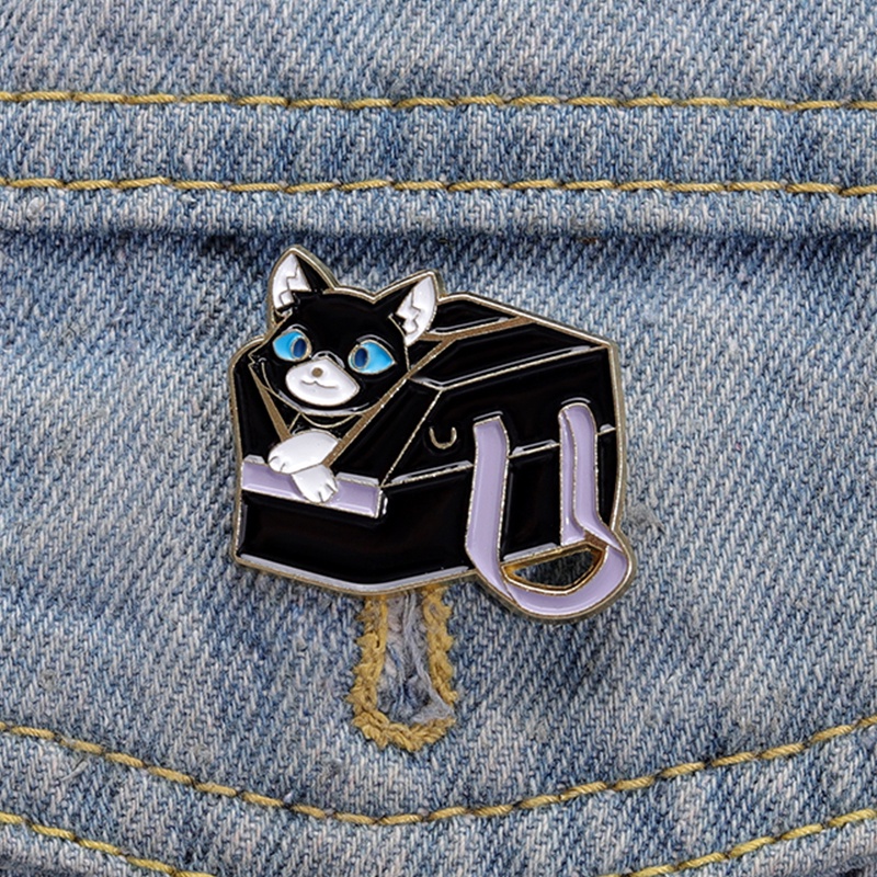 Kucing Hitam Lucu In Bag Enamel Pin Lucu Kucing Bros Lencana Pakaian Lapel Badge Kartun Hewan Perhiasan Hadiah Untuk Teman