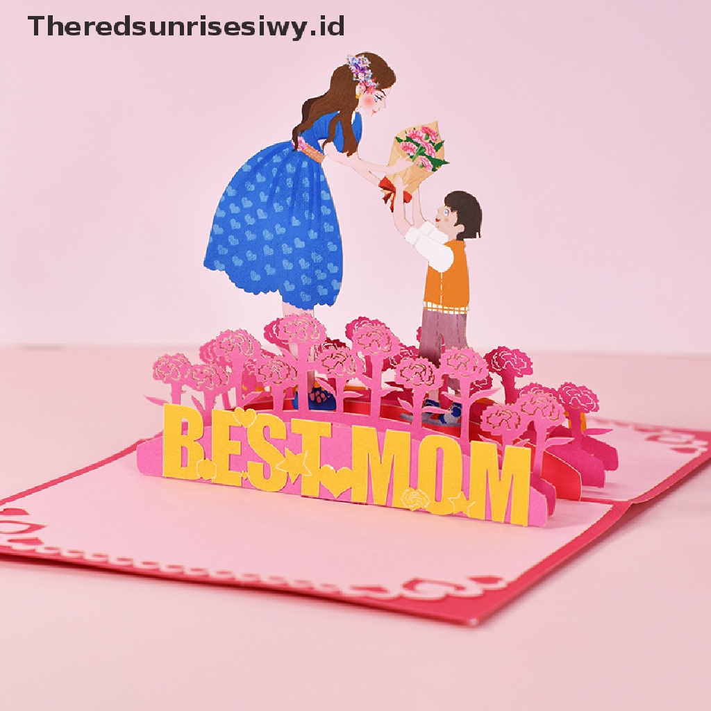 # Kado Mom &amp; PAPA DIY # Kartu Ucapan Buket Bunga Untuk Ibu Anak Perempuan Istri 3D Cake Pop-Up Greeg Cards~