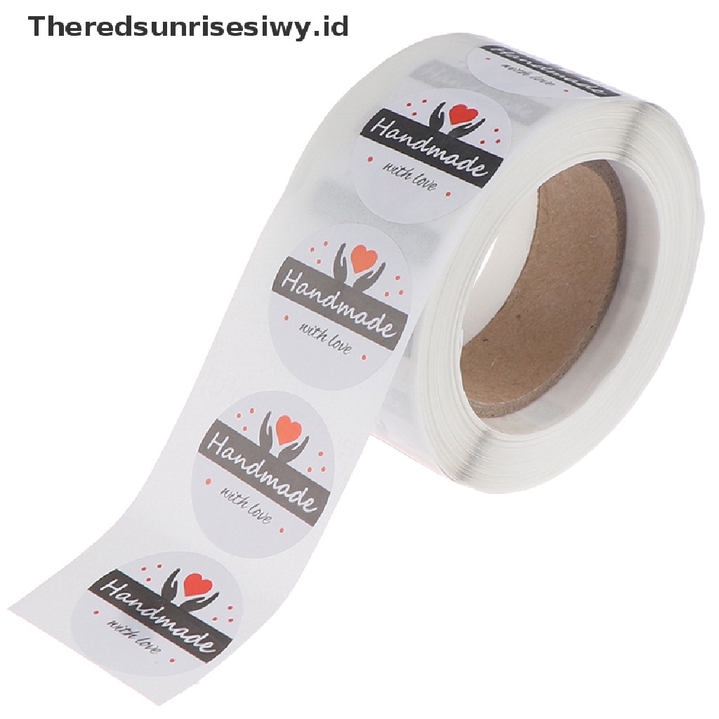 # Kado Mom &amp; PAPA DIY # 500pcs/roll Kertas kraft handmade Dengan love er Untuk Label Segel Paket Permen~